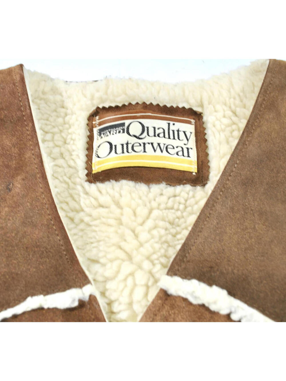 Vintage Montgomery Ward 80s Western Pile Sherpa Brown Tan Winter Vest Medium - Picture 2 of 4